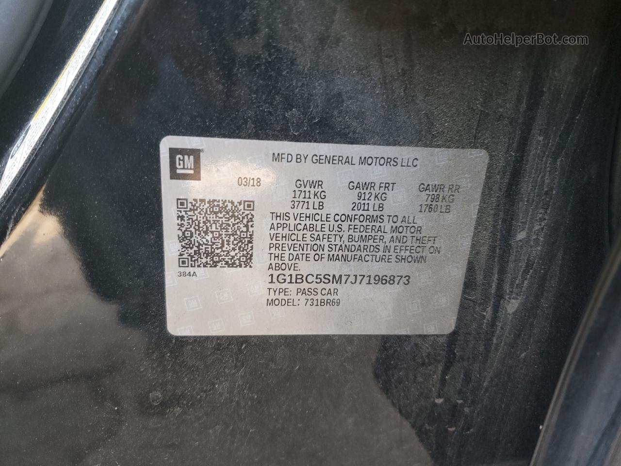 2018 Chevrolet Cruze Ls Black vin: 1G1BC5SM7J7196873