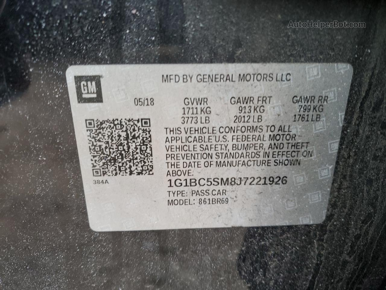 2018 Chevrolet Cruze Ls Black vin: 1G1BC5SM8J7221926
