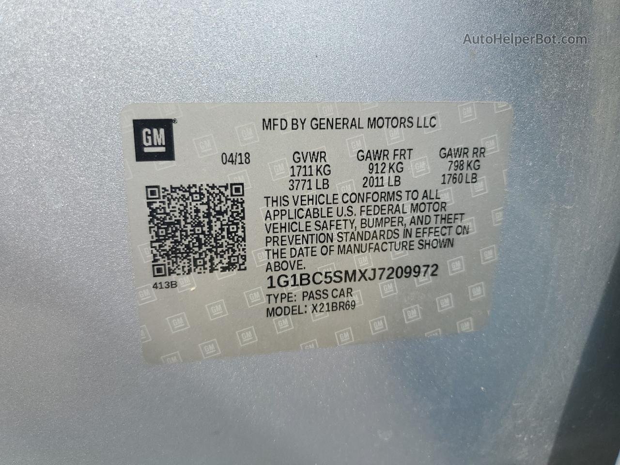 2018 Chevrolet Cruze Ls Silver vin: 1G1BC5SMXJ7209972