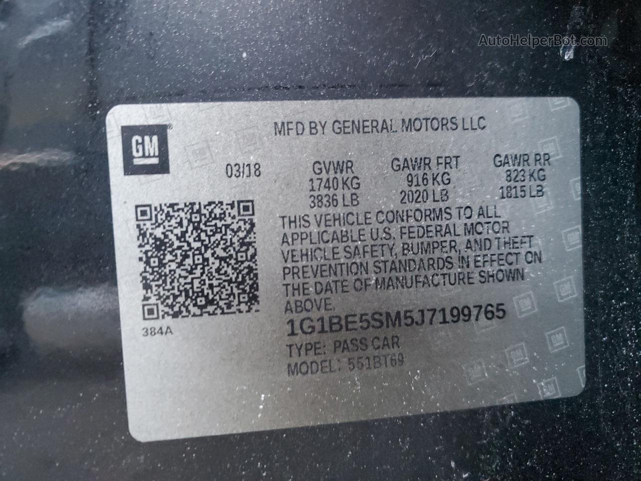2018 Chevrolet Cruze Lt Черный vin: 1G1BE5SM5J7199765