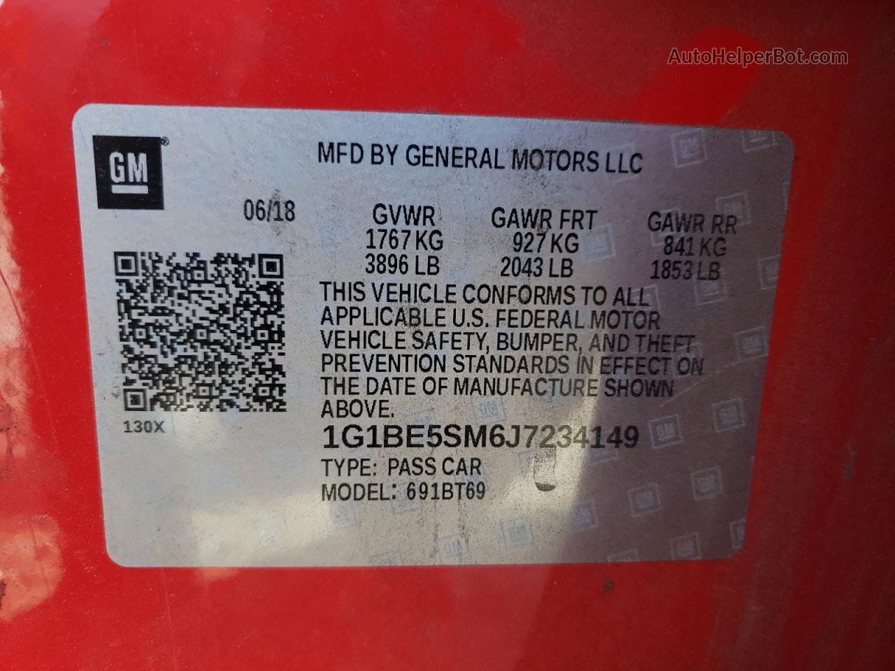 2018 Chevrolet Cruze Lt Red vin: 1G1BE5SM6J7234149