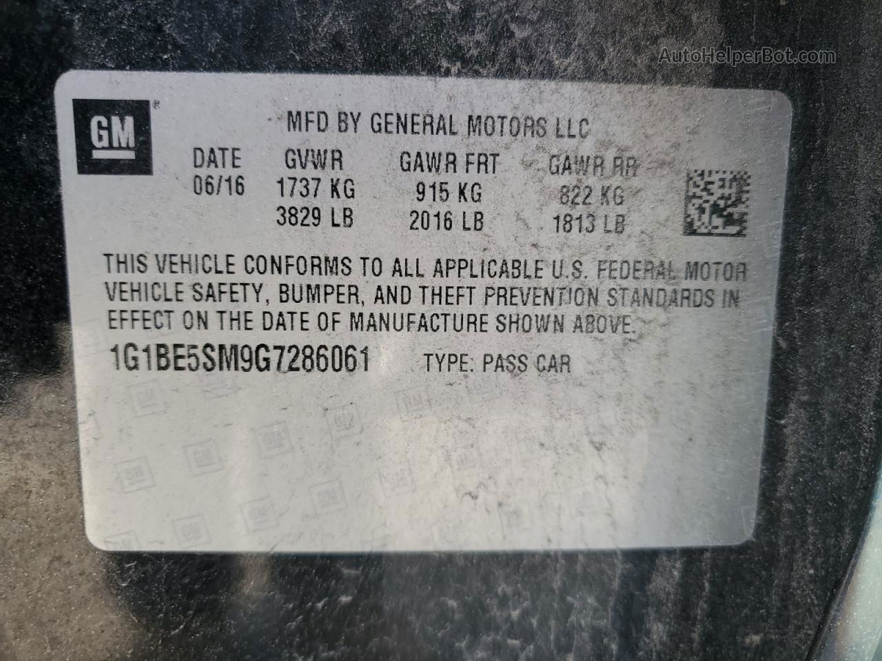 2016 Chevrolet Cruze Lt Black vin: 1G1BE5SM9G7286061