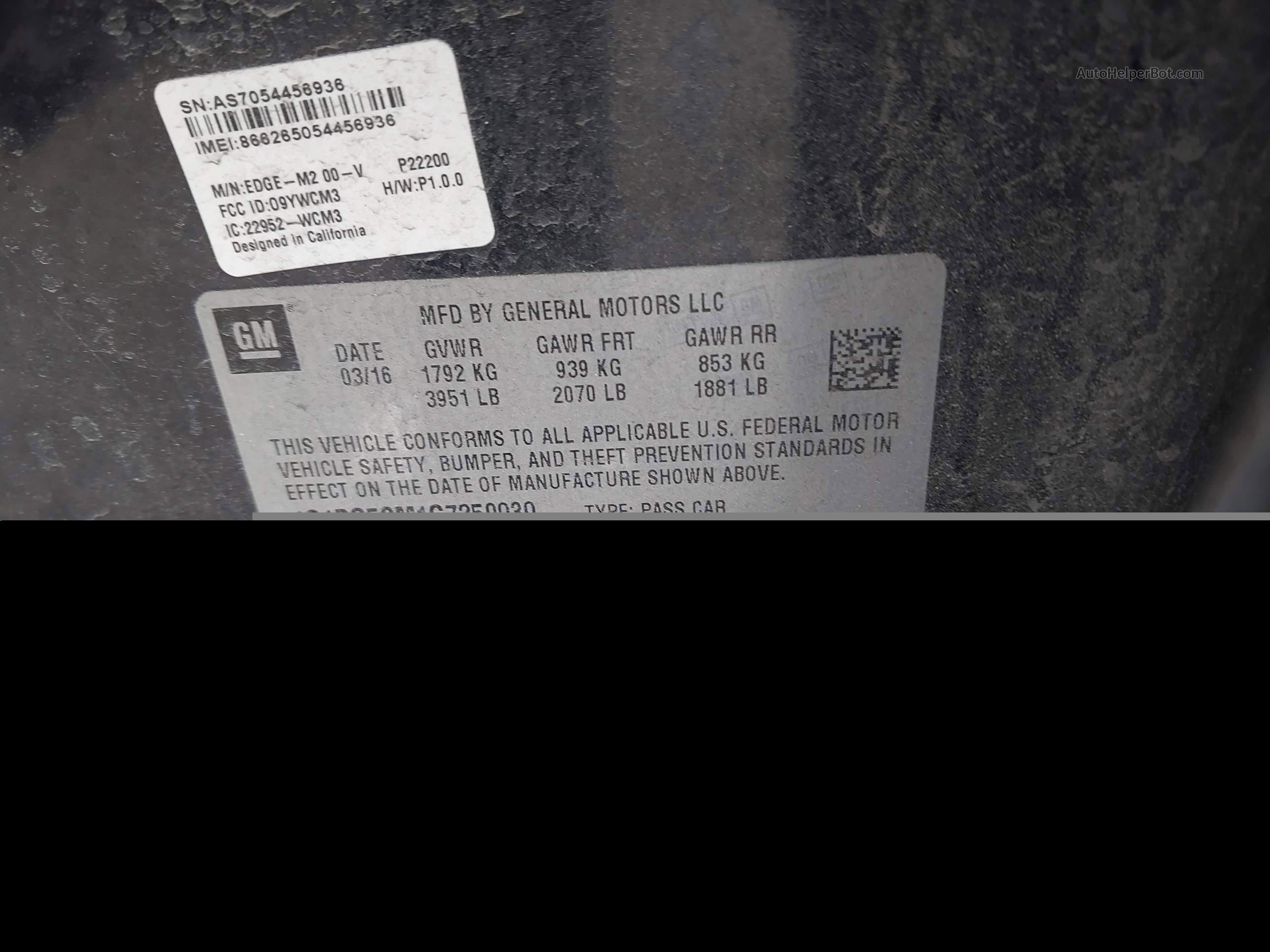 2016 Chevrolet Cruze Premier Auto Синий vin: 1G1BG5SM1G7250939