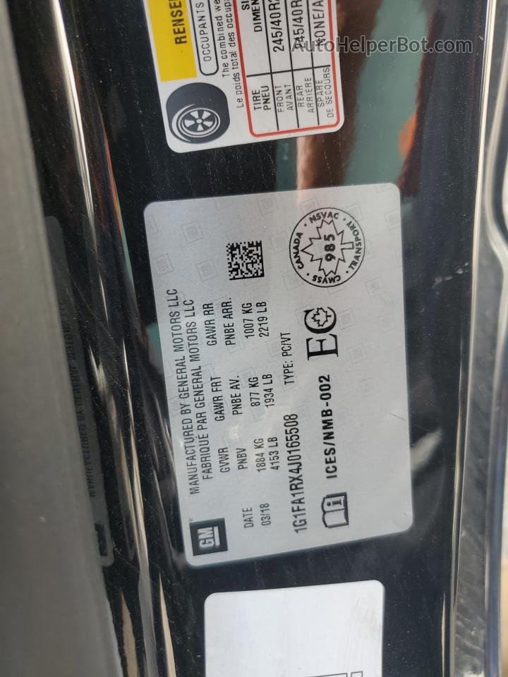 2018 Chevrolet Camaro Ls Black vin: 1G1FA1RX4J0165508