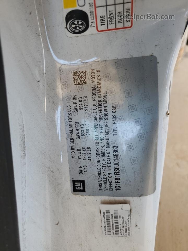 2018 Chevrolet Camaro Lt Белый vin: 1G1FB1RS6J0146363