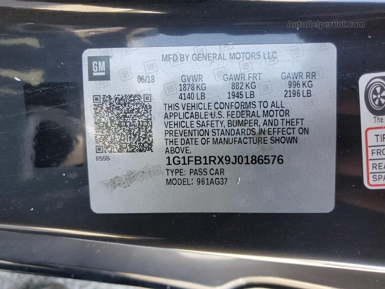 2018 Chevrolet Camaro Lt Черный vin: 1G1FB1RX9J0186576