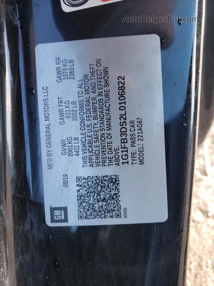 2020 Chevrolet Camaro Ls Black vin: 1G1FB3DS2L0106822