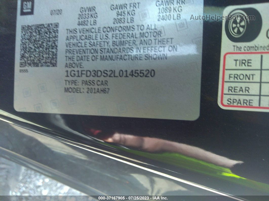 2020 Chevrolet Camaro 3lt Black vin: 1G1FD3DS2L0145520