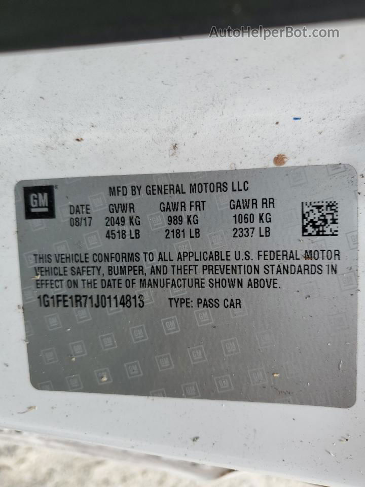 2018 Chevrolet Camaro Ss Белый vin: 1G1FE1R71J0114813