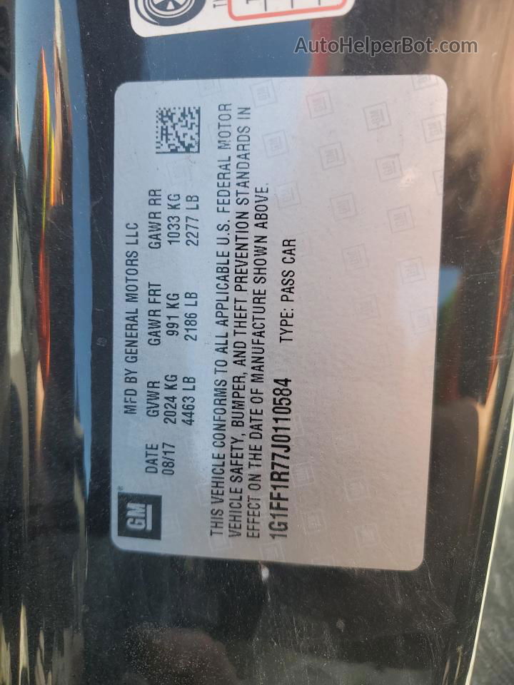 2018 Chevrolet Camaro Ss Черный vin: 1G1FF1R77J0110584