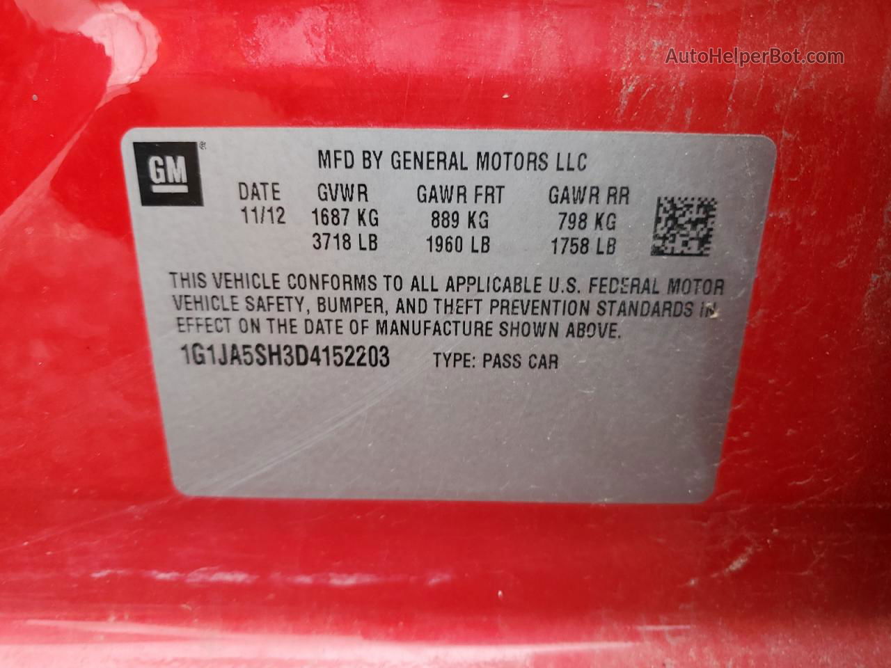 2013 Chevrolet Sonic Ls Red vin: 1G1JA5SH3D4152203