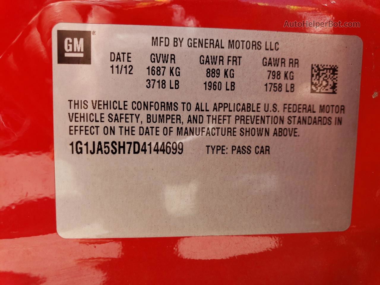 2013 Chevrolet Sonic Ls Red vin: 1G1JA5SH7D4144699