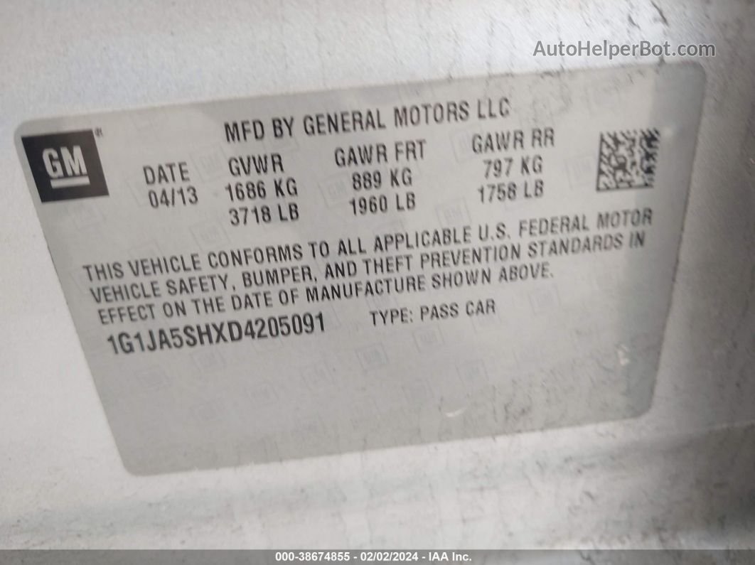 2013 Chevrolet Sonic Ls Auto Silver vin: 1G1JA5SHXD4205091