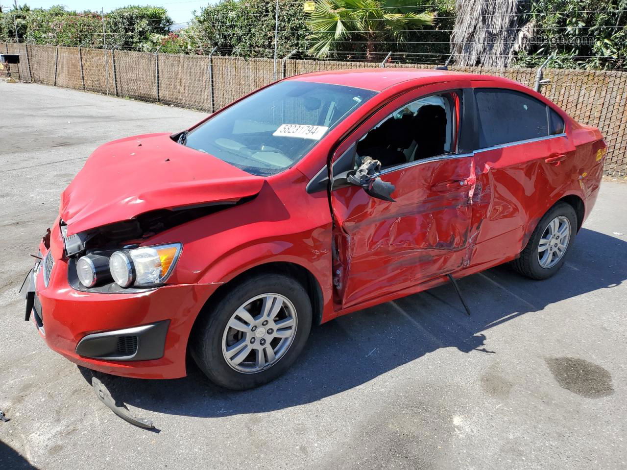 2013 Chevrolet Sonic Lt Red vin: 1G1JC5SG8D4158659