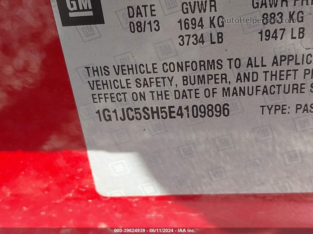 2014 Chevrolet Sonic Lt Auto Красный vin: 1G1JC5SH5E4109896