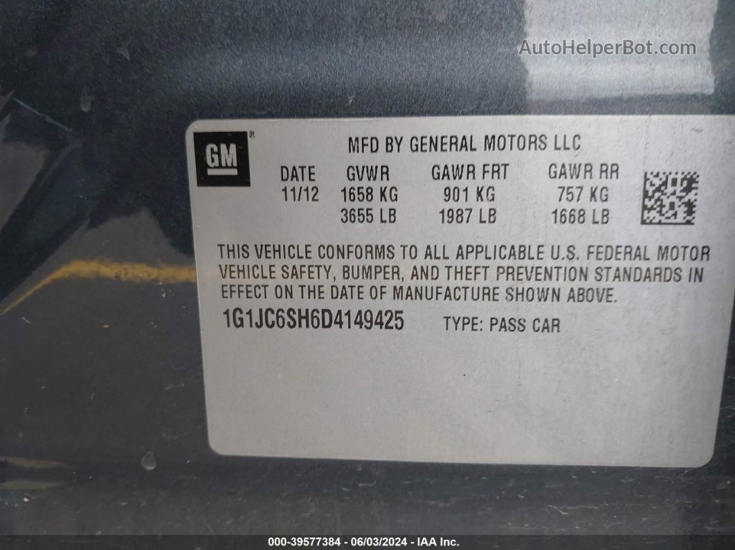 2013 Chevrolet Sonic Lt Auto Gray vin: 1G1JC6SH6D4149425