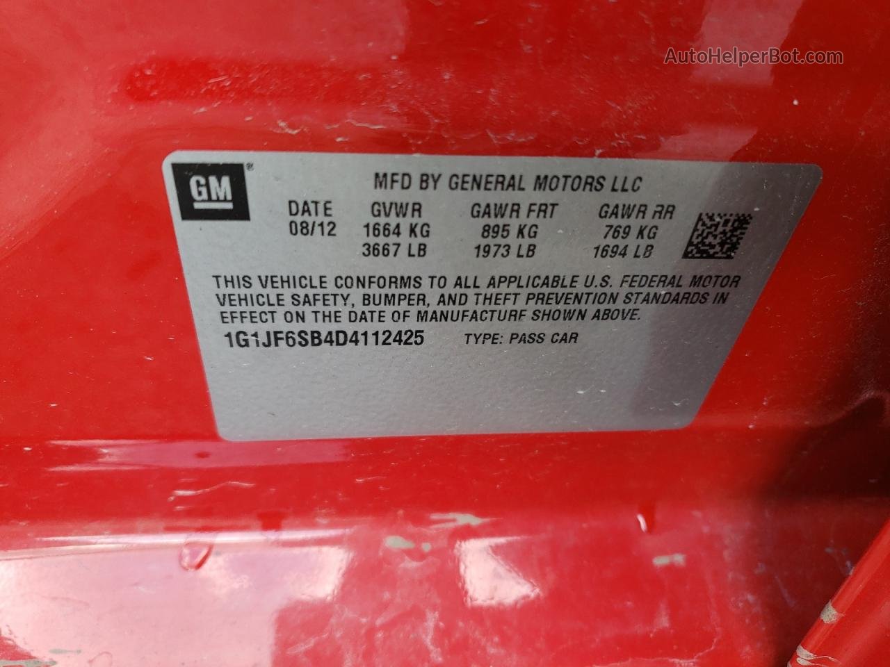 2013 Chevrolet Sonic Ltz Red vin: 1G1JF6SB4D4112425