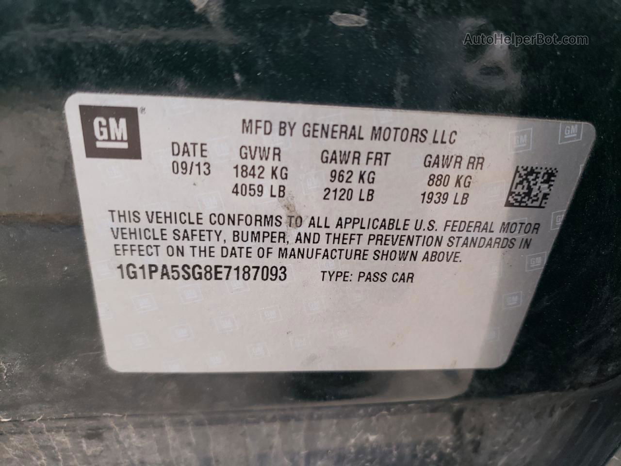 2014 Chevrolet Cruze Ls Green vin: 1G1PA5SG8E7187093