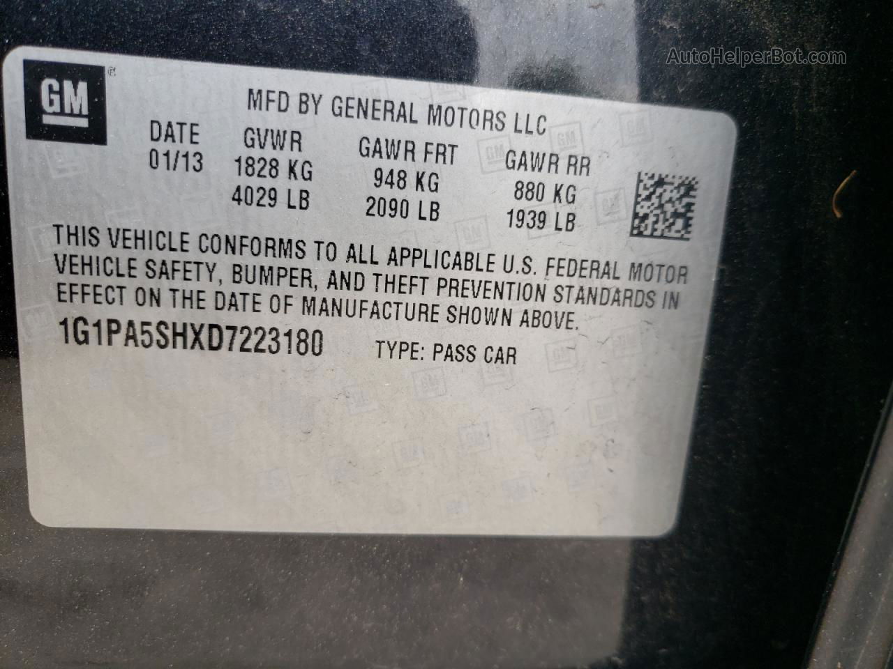 2013 Chevrolet Cruze Ls Черный vin: 1G1PA5SHXD7223180