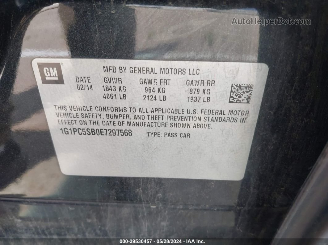 2014 Chevrolet Cruze 1lt Auto Black vin: 1G1PC5SB0E7297568