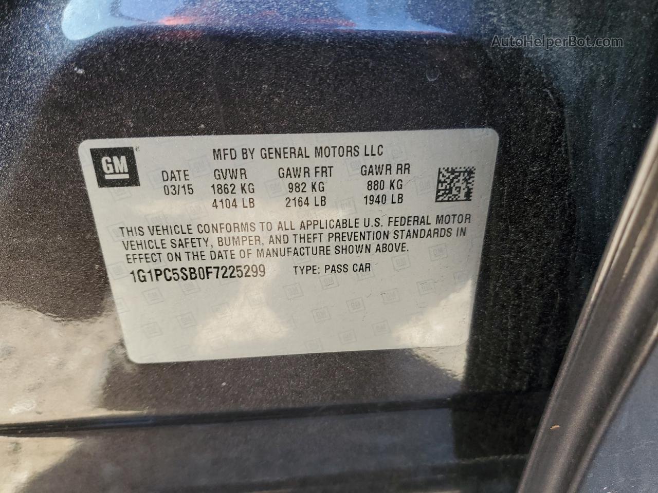 2015 Chevrolet Cruze Lt Black vin: 1G1PC5SB0F7225299