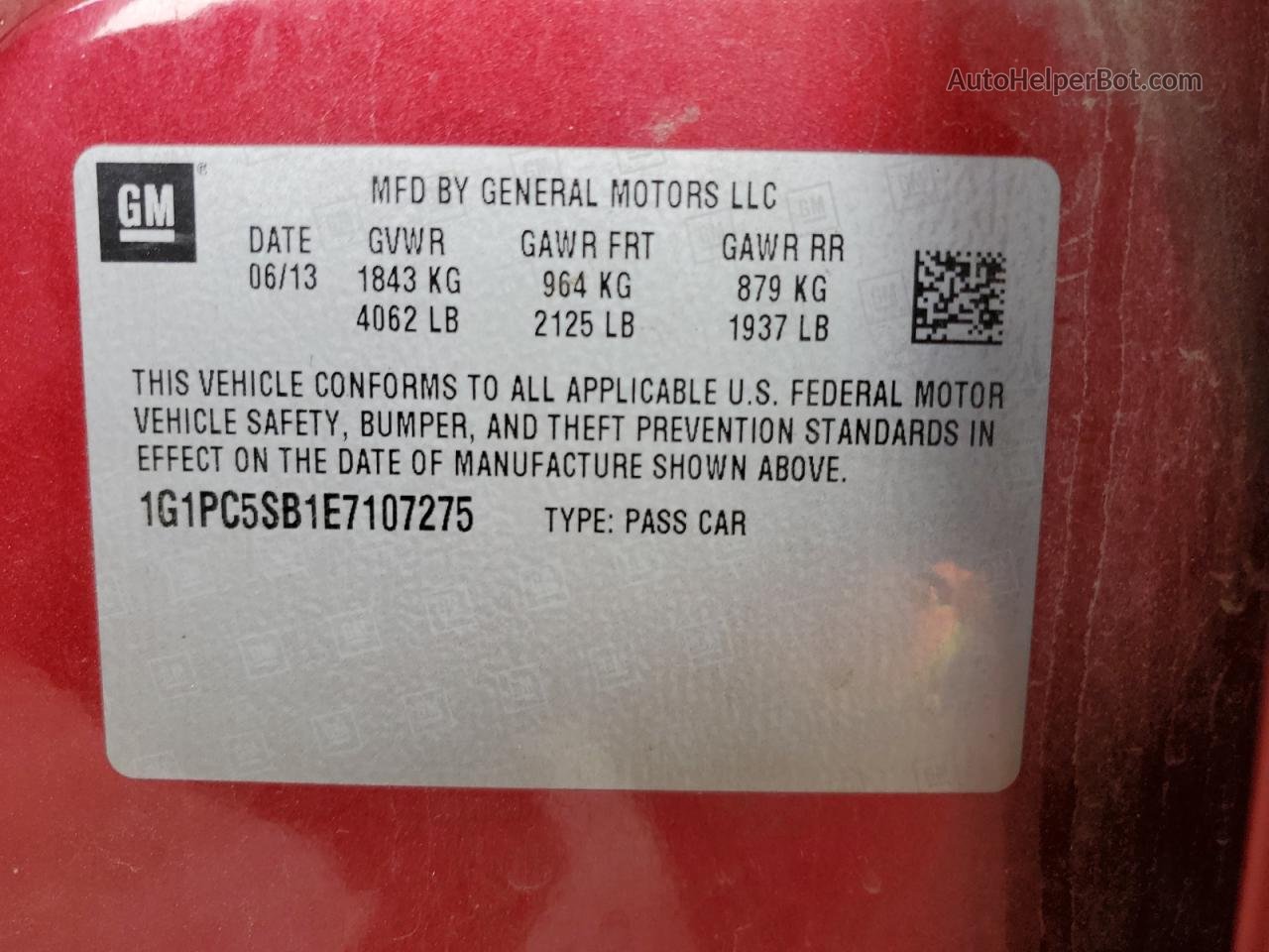 2014 Chevrolet Cruze Lt Красный vin: 1G1PC5SB1E7107275