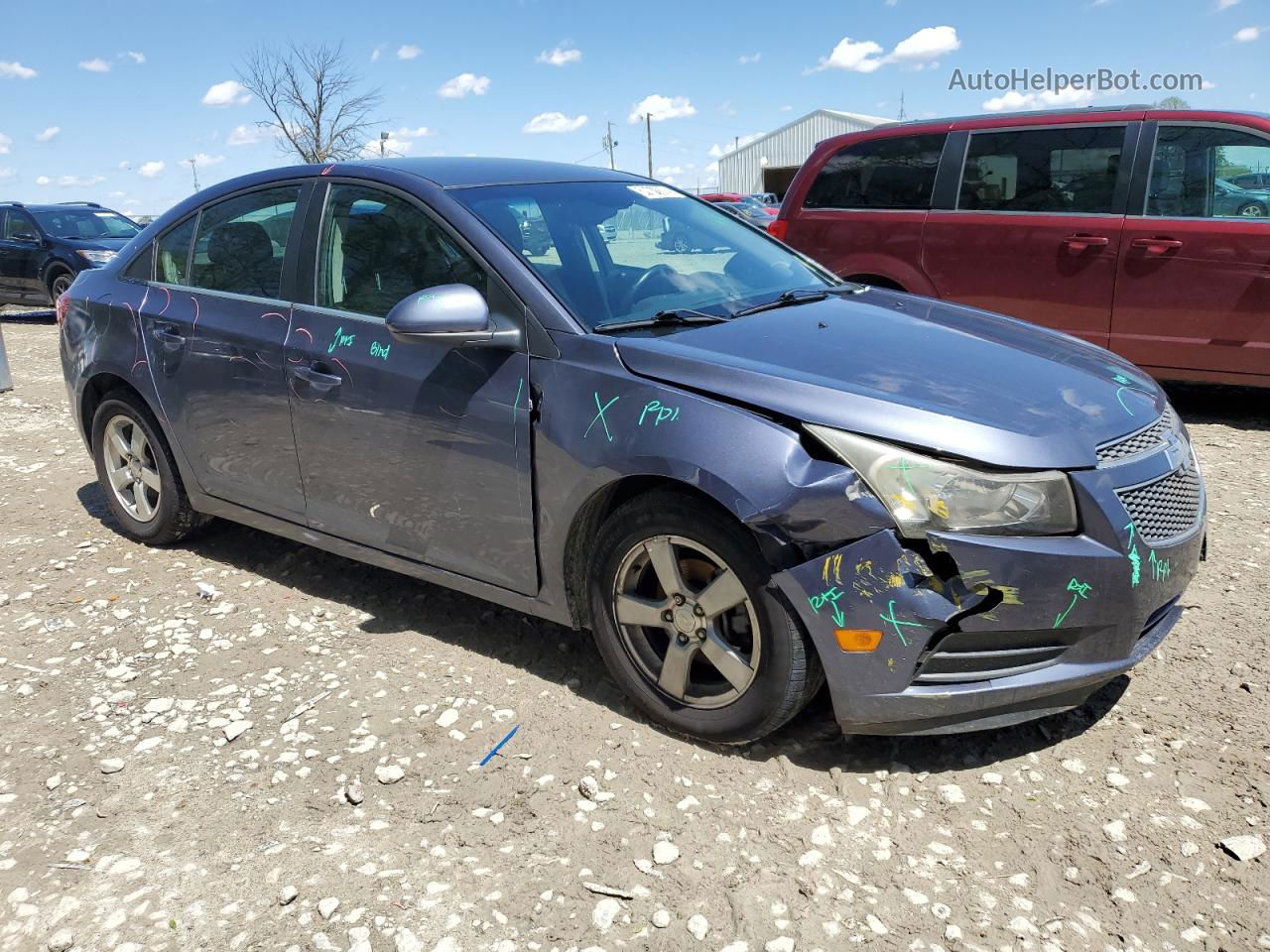 2013 Chevrolet Cruze Lt Blue vin: 1G1PC5SB3D7167766