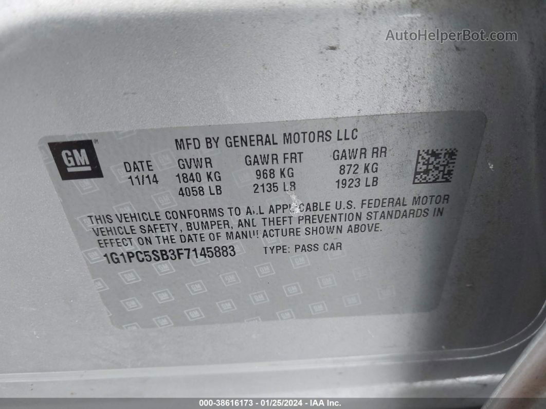 2015 Chevrolet Cruze 1lt Auto Silver vin: 1G1PC5SB3F7145883