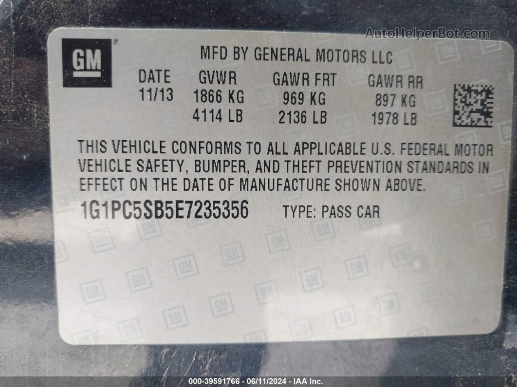 2014 Chevrolet Cruze 1lt Auto Dark Blue vin: 1G1PC5SB5E7235356