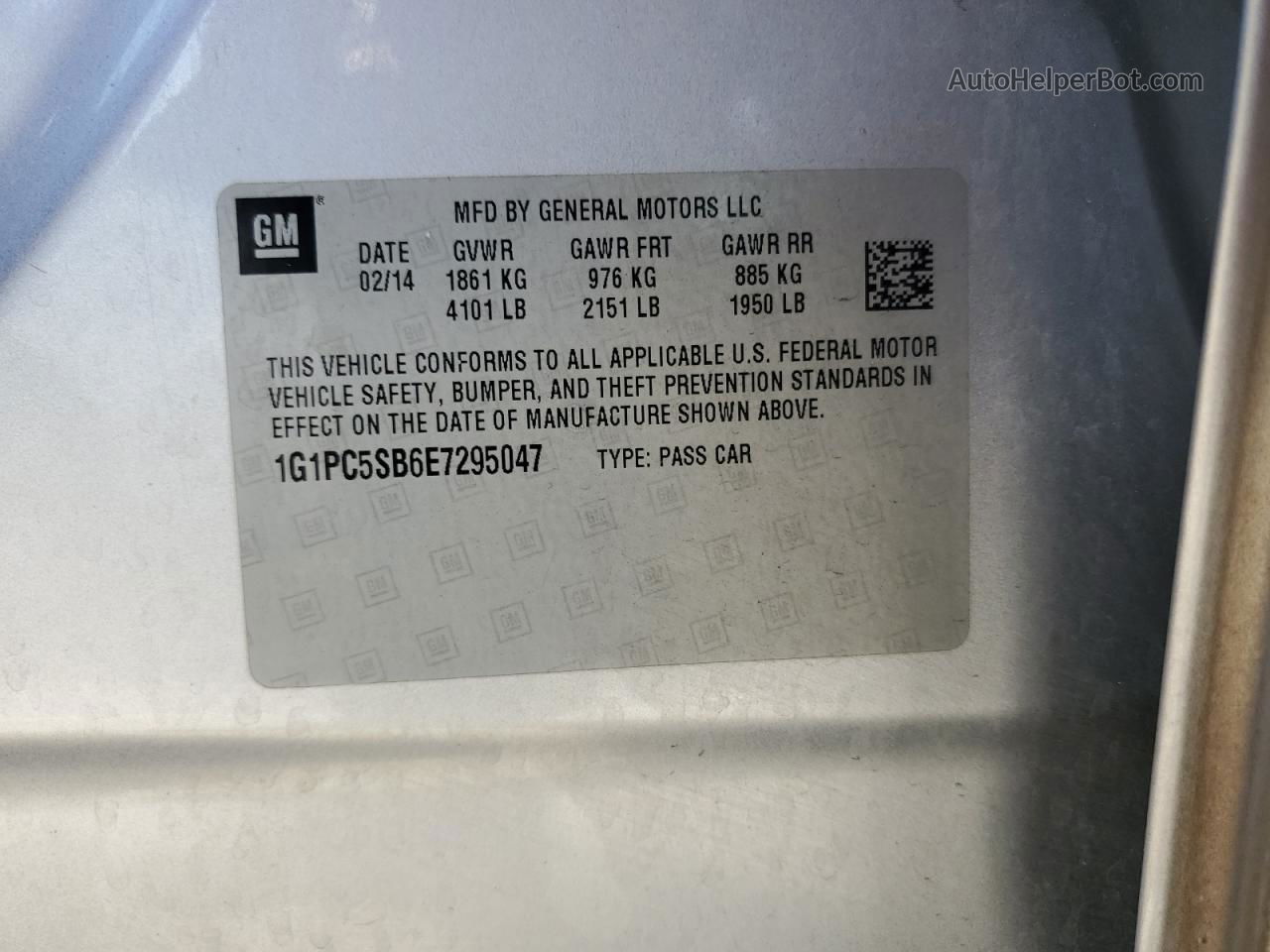 2014 Chevrolet Cruze Lt Silver vin: 1G1PC5SB6E7295047