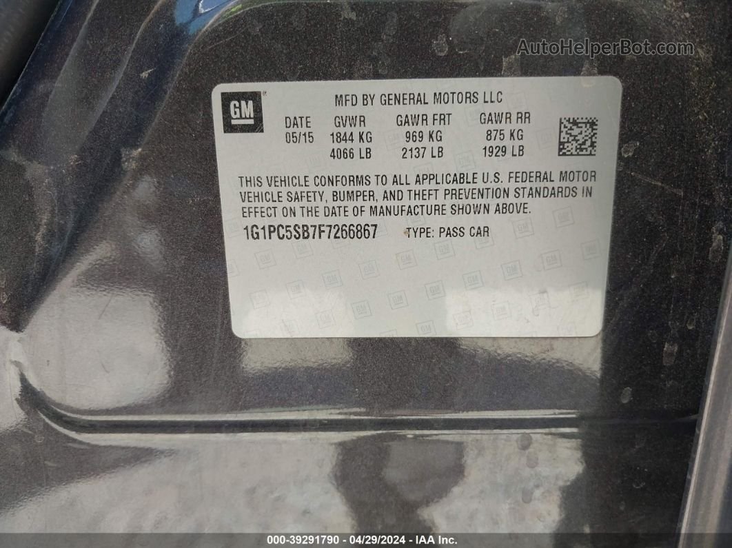 2015 Chevrolet Cruze 1lt Auto Gray vin: 1G1PC5SB7F7266867