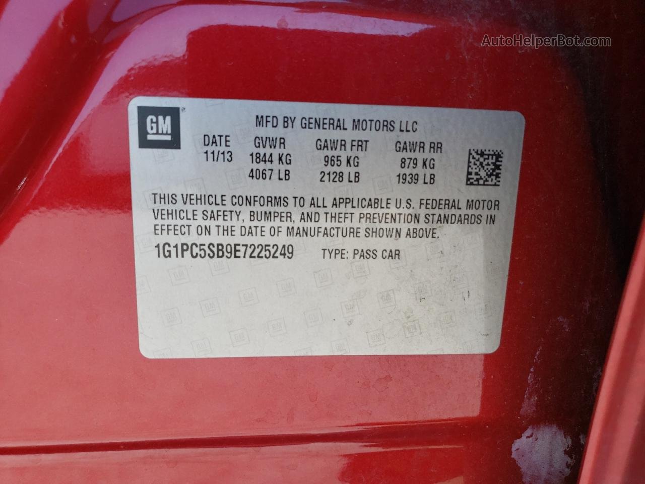 2014 Chevrolet Cruze Lt Красный vin: 1G1PC5SB9E7225249