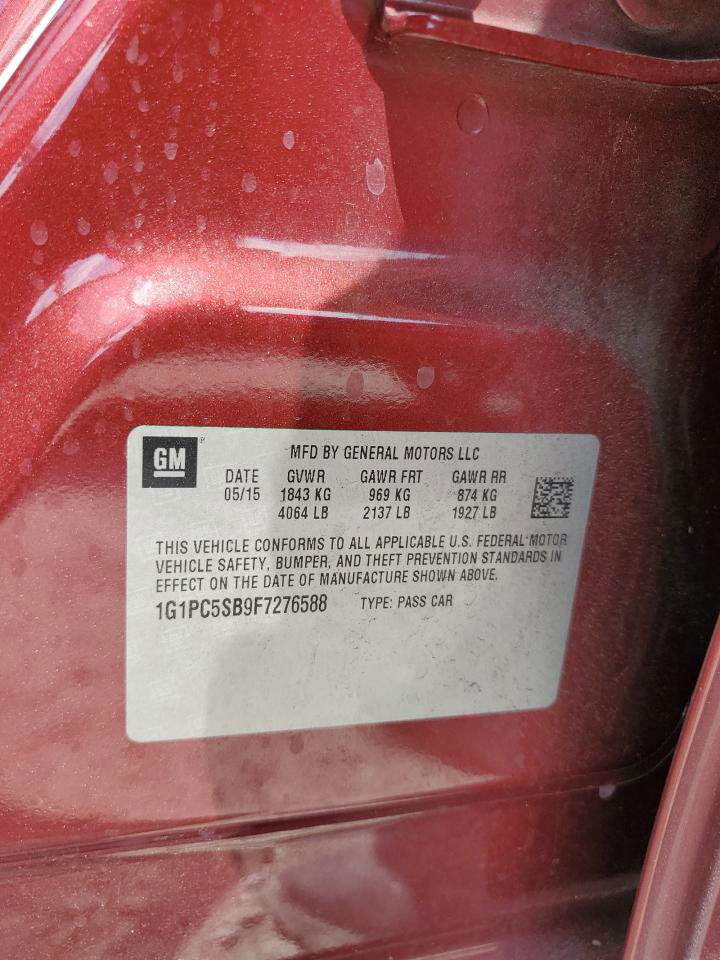 2015 Chevrolet Cruze Lt Темно-бордовый vin: 1G1PC5SB9F7276588