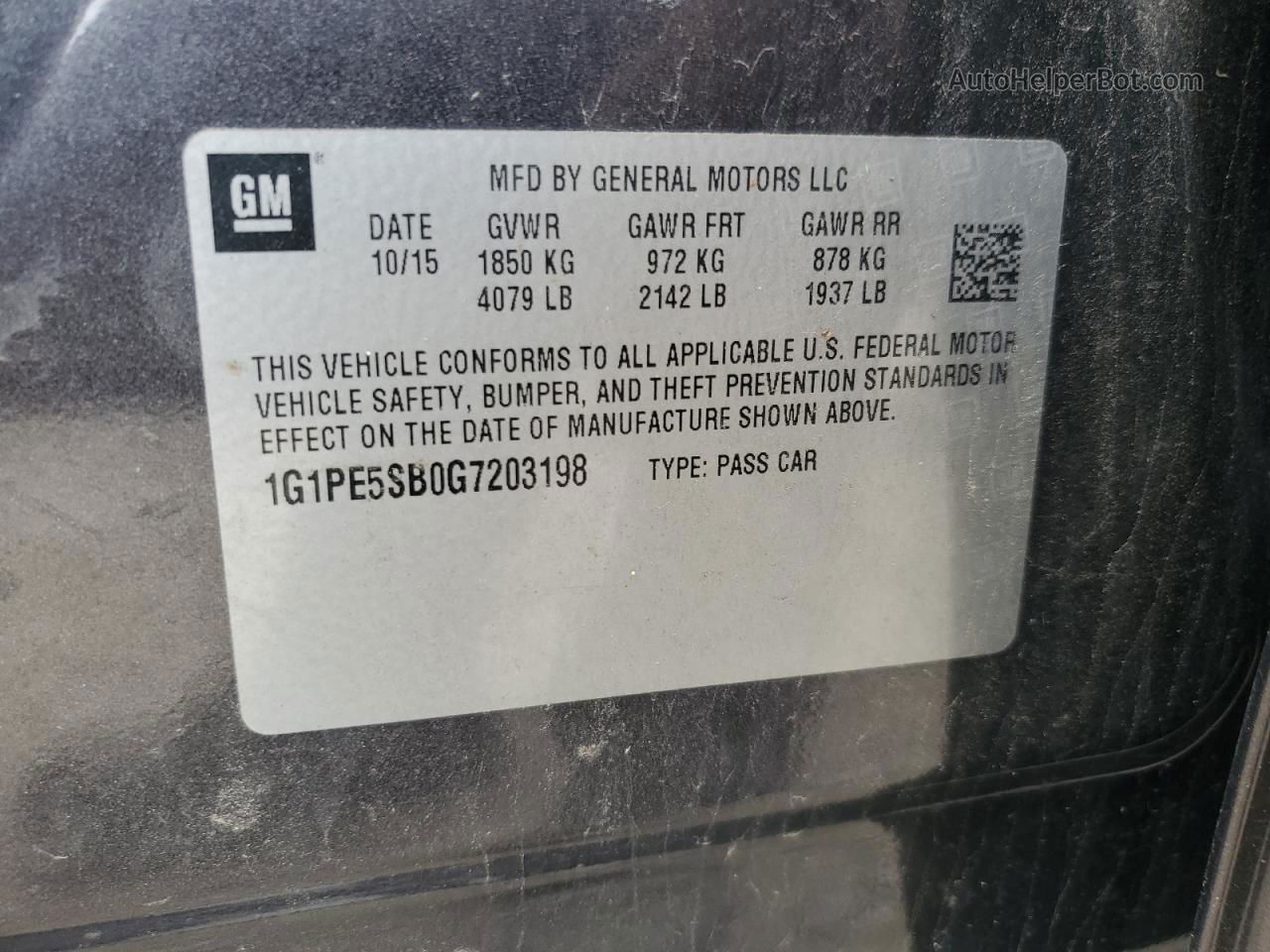 2016 Chevrolet Cruze Limited Lt Угольный vin: 1G1PE5SB0G7203198