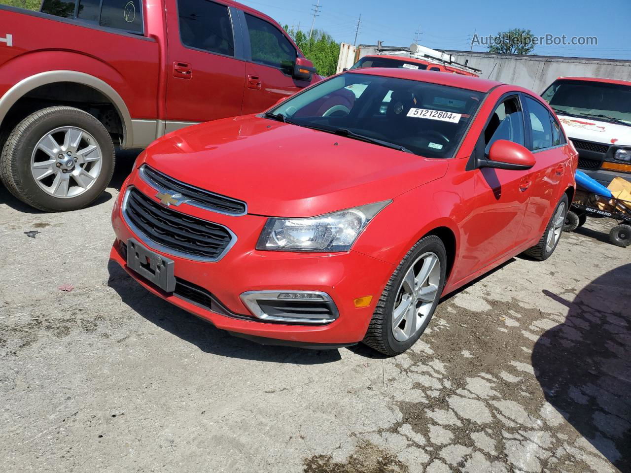 2015 Chevrolet Cruze Lt Red vin: 1G1PE5SB1F7180156