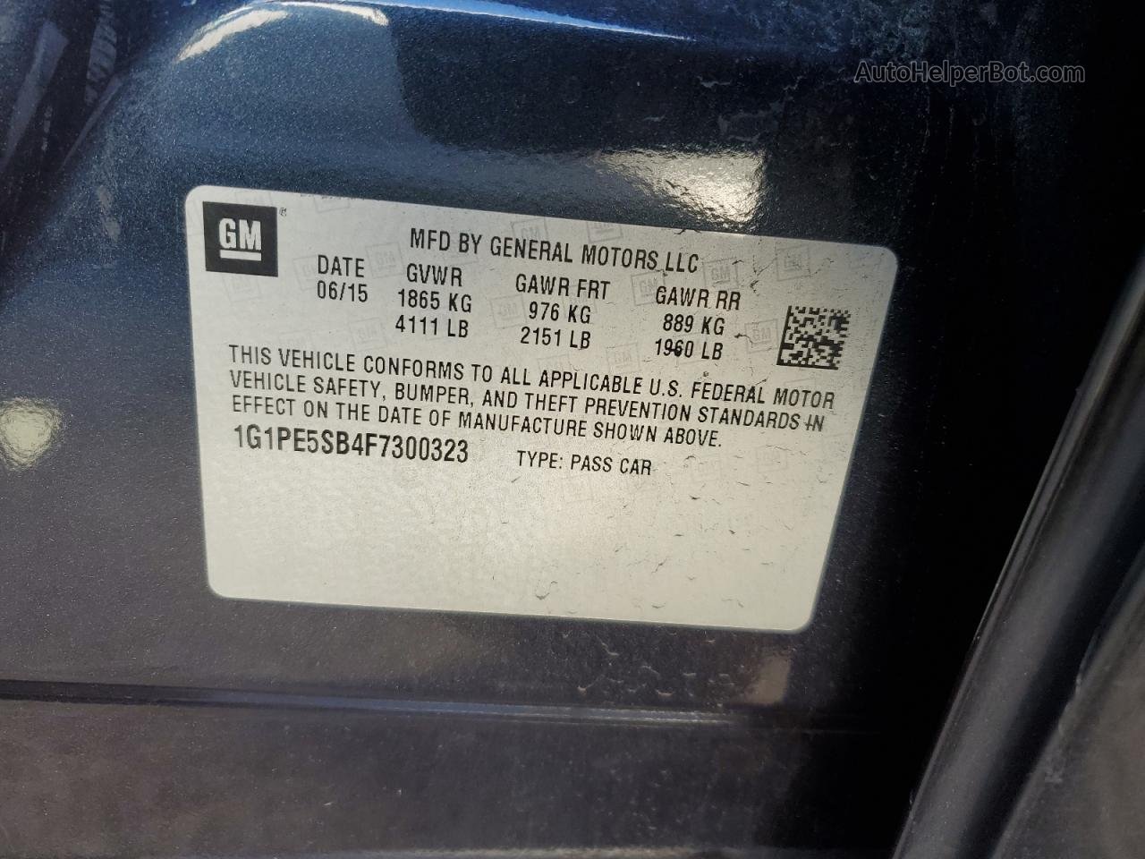 2015 Chevrolet Cruze Lt Синий vin: 1G1PE5SB4F7300323