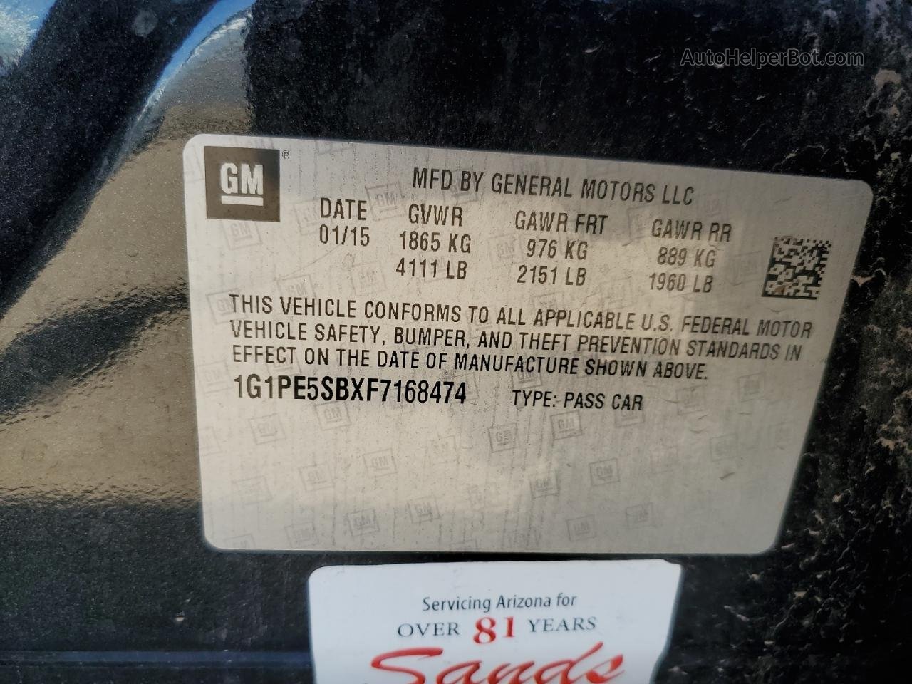 2015 Chevrolet Cruze Lt Black vin: 1G1PE5SBXF7168474
