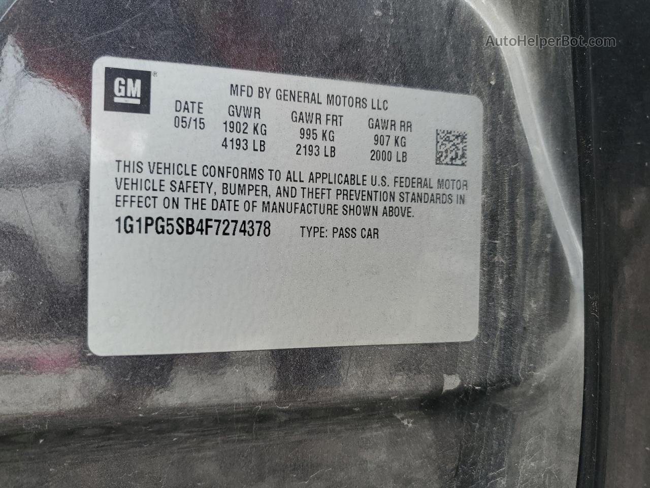 2015 Chevrolet Cruze Ltz Charcoal vin: 1G1PG5SB4F7274378