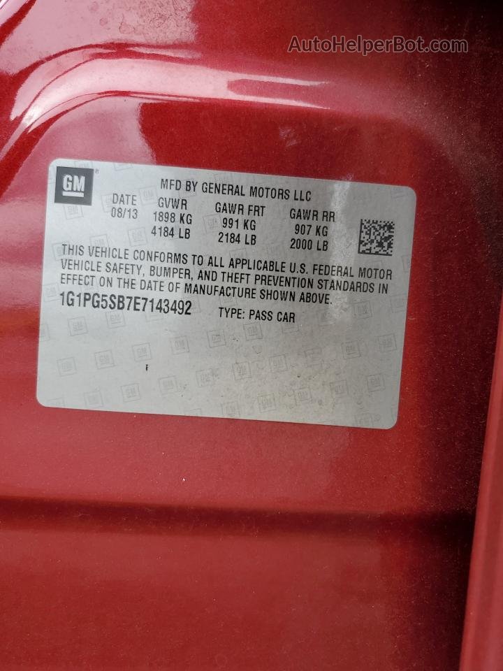 2014 Chevrolet Cruze Ltz Красный vin: 1G1PG5SB7E7143492