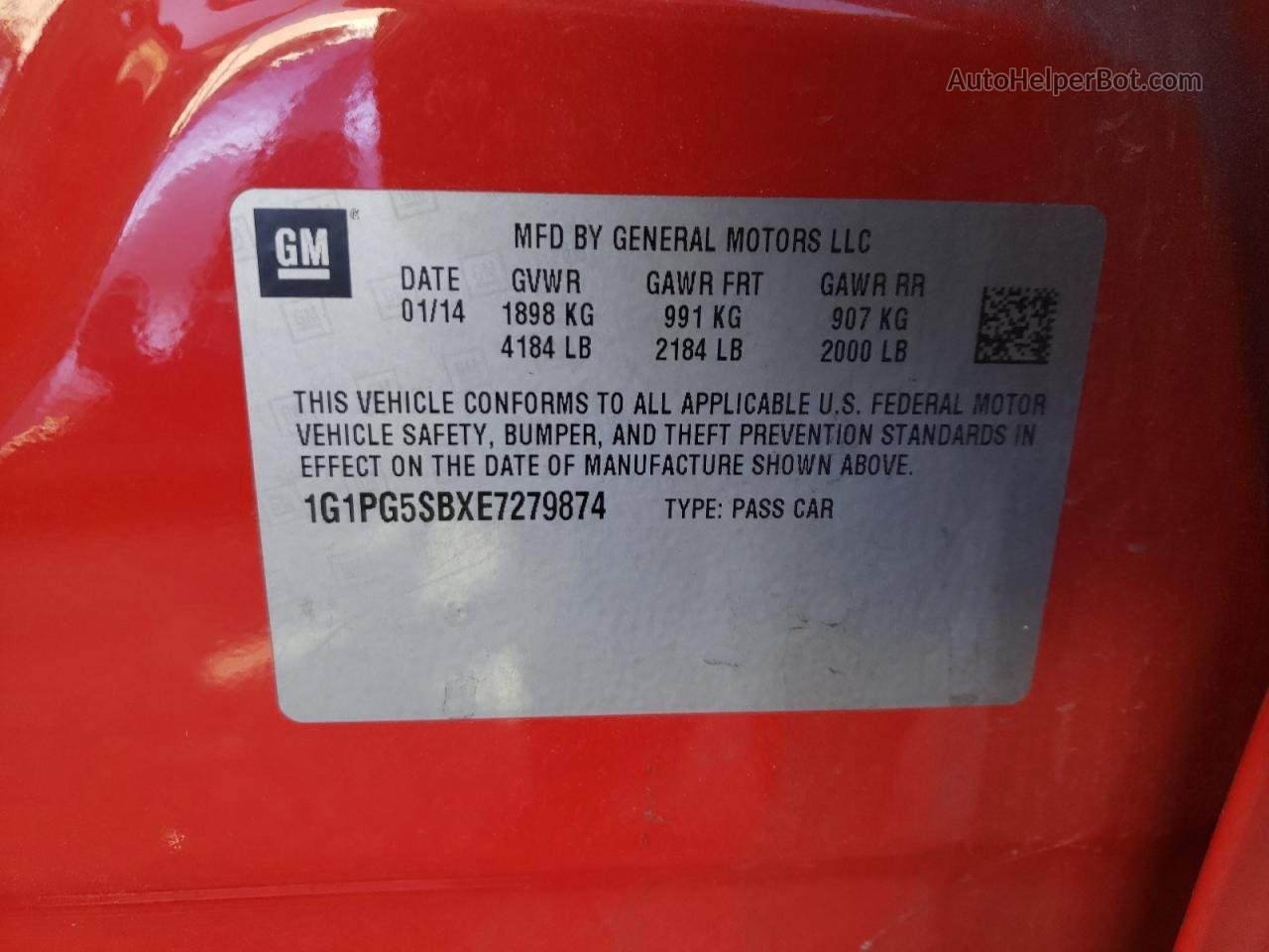 2014 Chevrolet Cruze Ltz Красный vin: 1G1PG5SBXE7279874