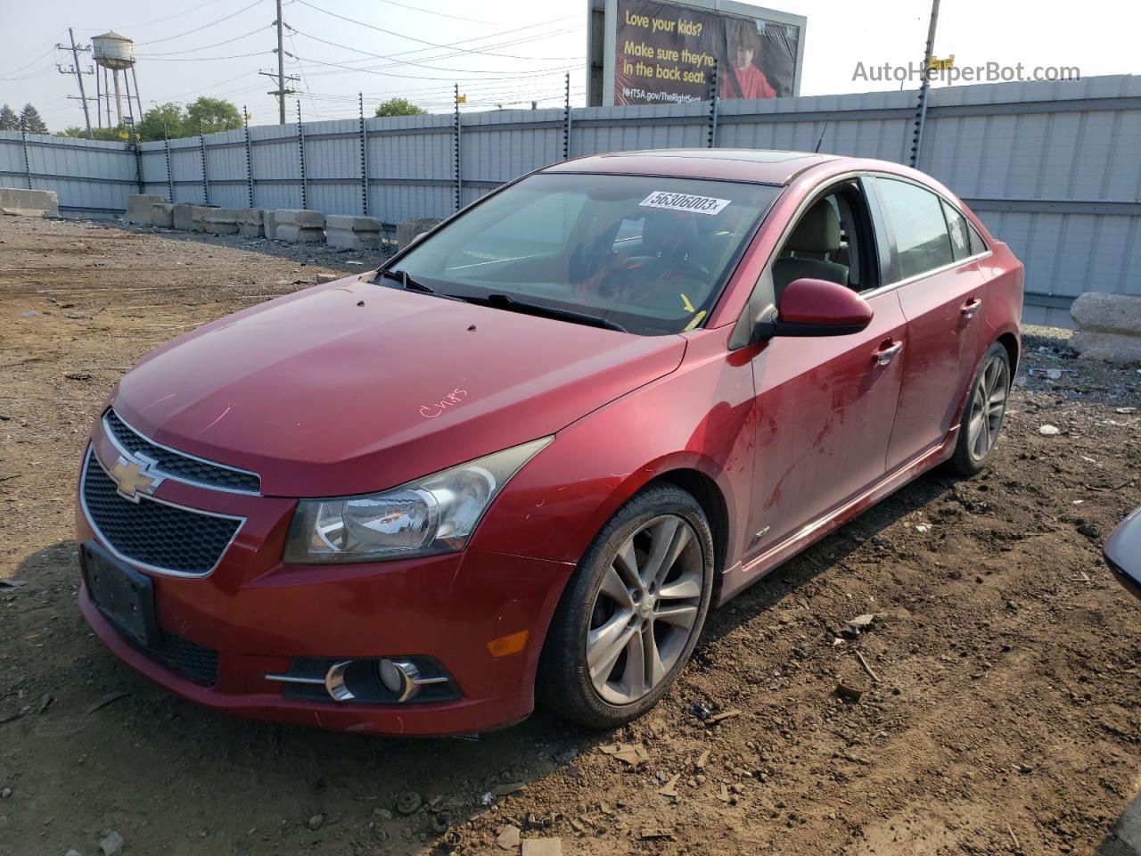 2012 Chevrolet Cruze Ltz Red vin: 1G1PH5SC8C7248349