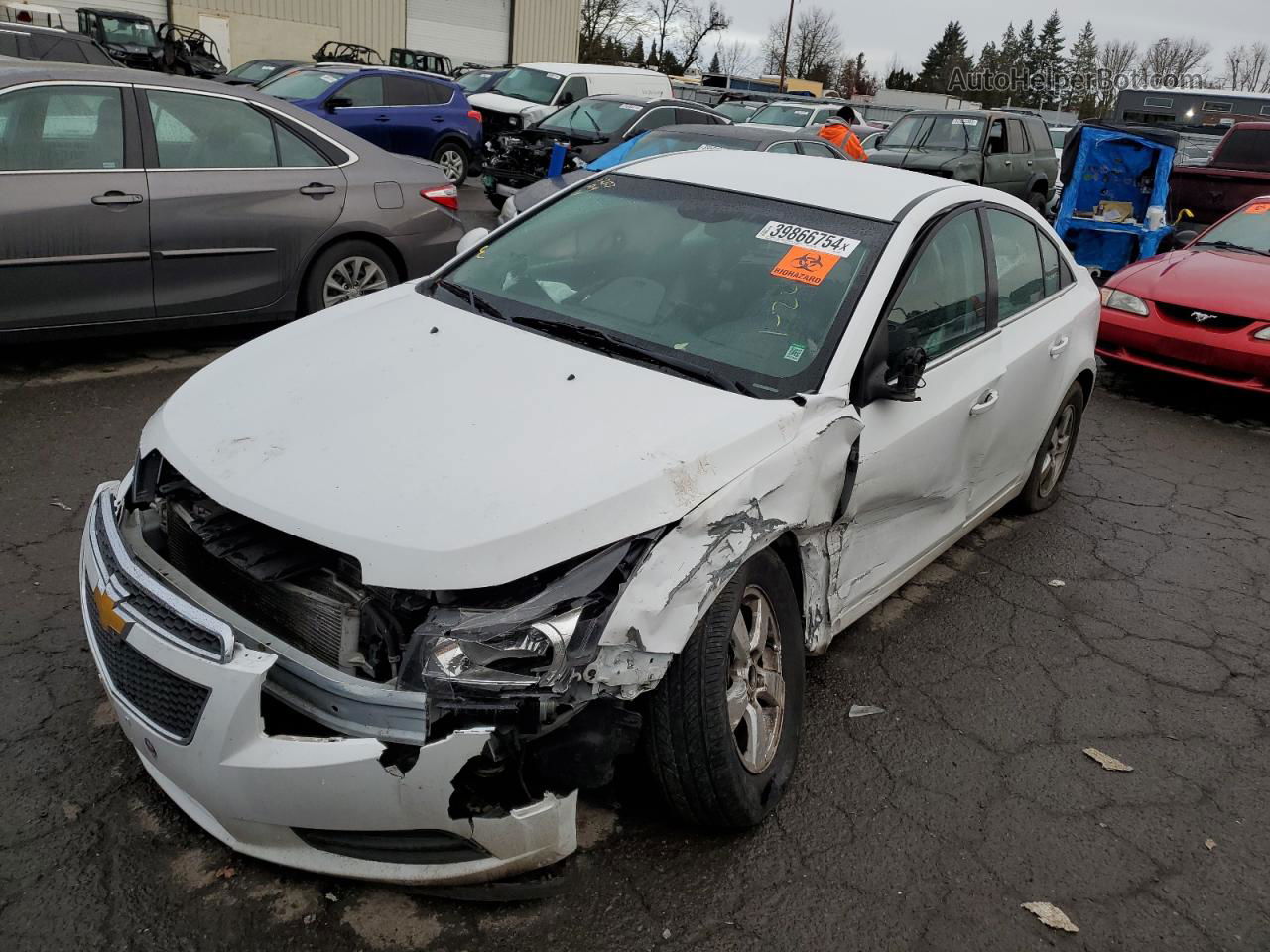 2013 Chevrolet Cruze Lt White vin: 1G1PK5SB0D7192692