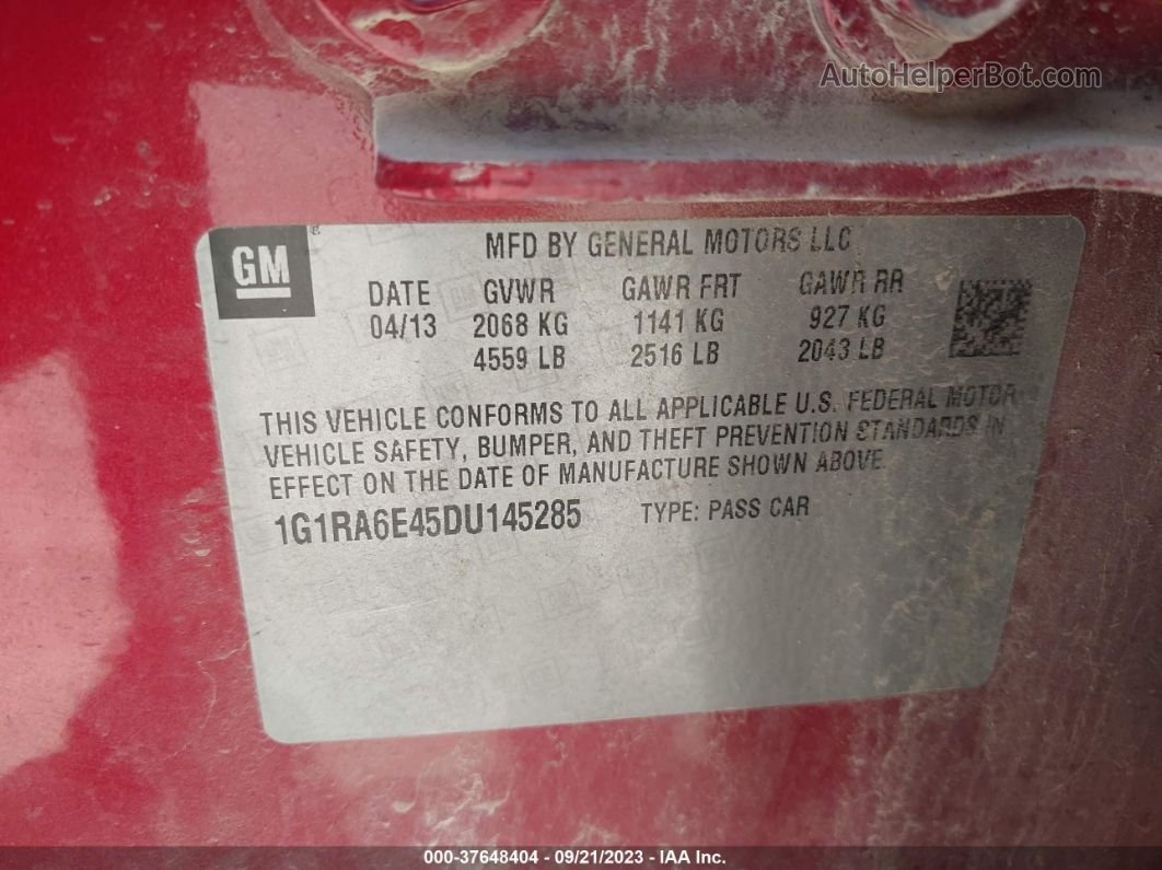 2013 Chevrolet Volt   Red vin: 1G1RA6E45DU145285
