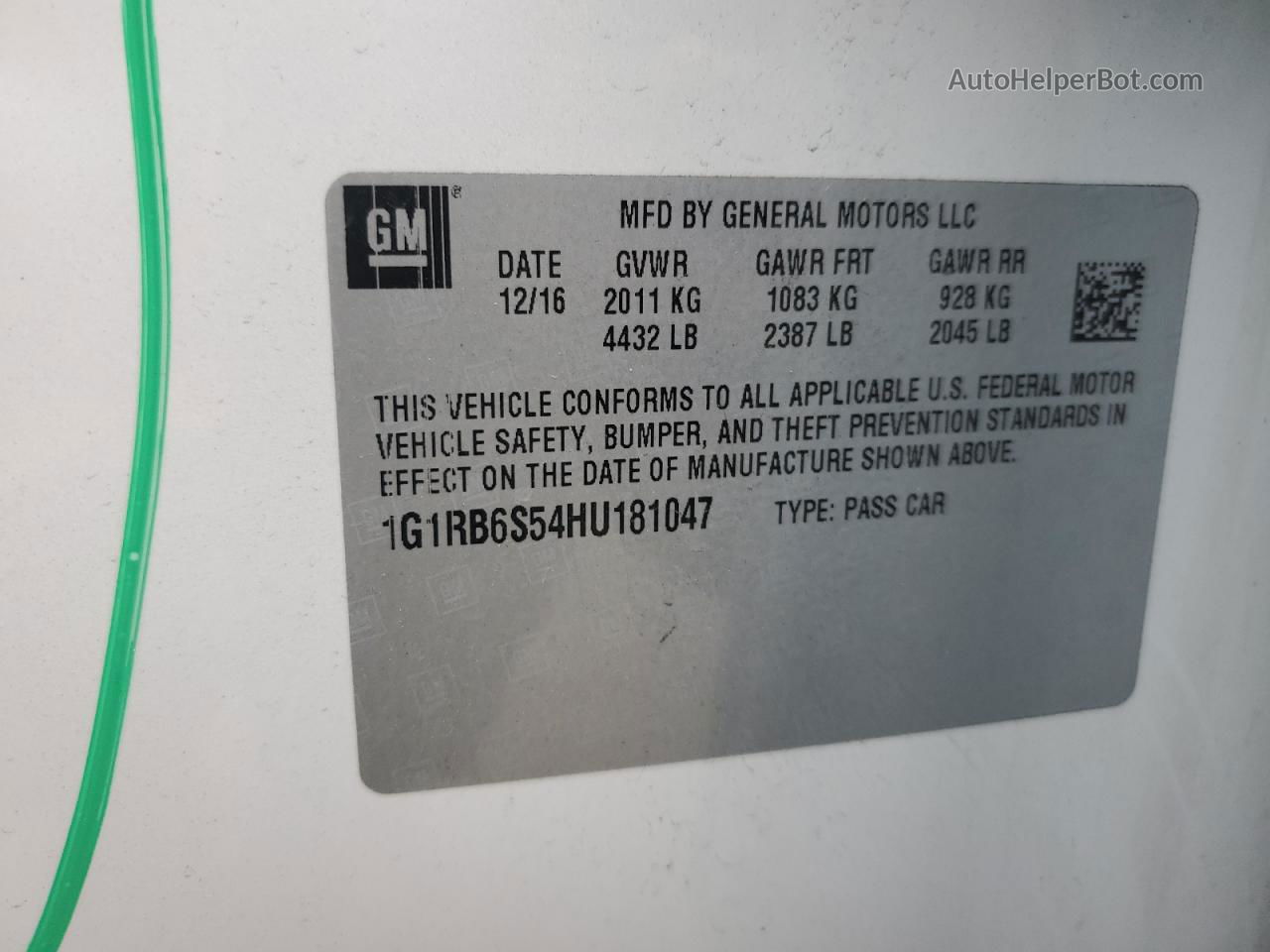 2017 Chevrolet Volt Premier Белый vin: 1G1RB6S54HU181047