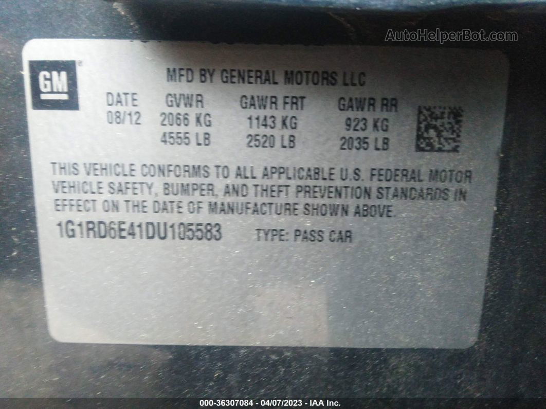 2013 Chevrolet Volt   Gray vin: 1G1RD6E41DU105583