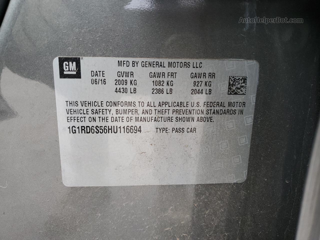 2017 Chevrolet Volt Premier Gray vin: 1G1RD6S56HU116694