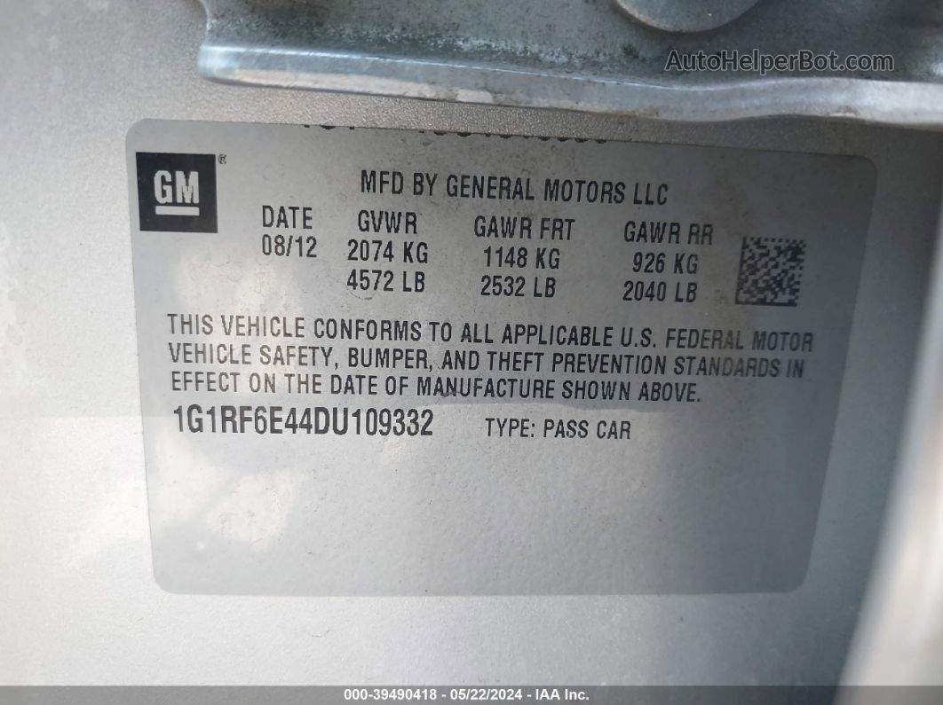 2013 Chevrolet Volt   Серебряный vin: 1G1RF6E44DU109332