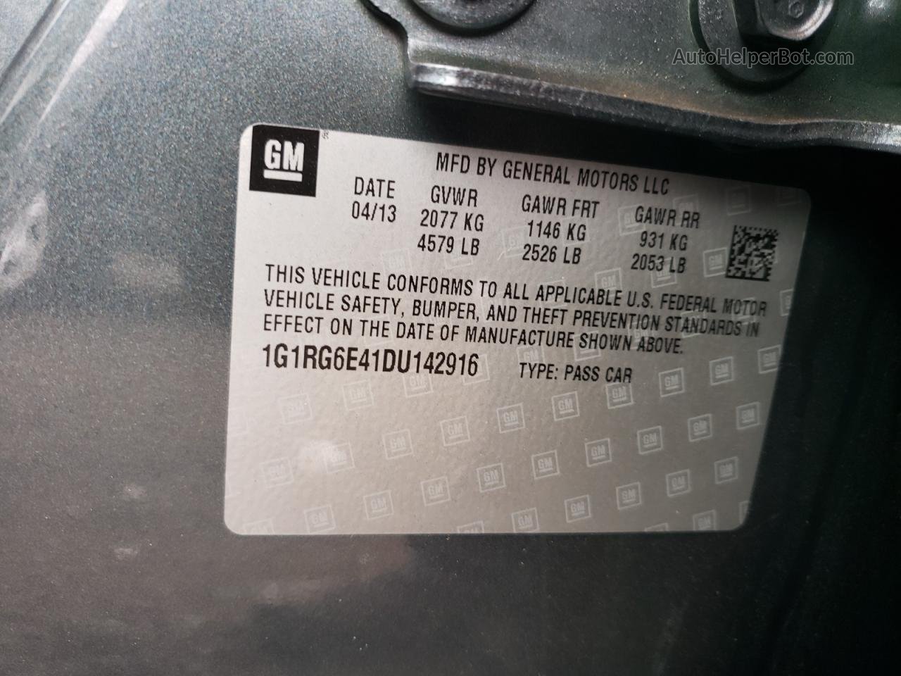 2013 Chevrolet Volt Gray vin: 1G1RG6E41DU142916