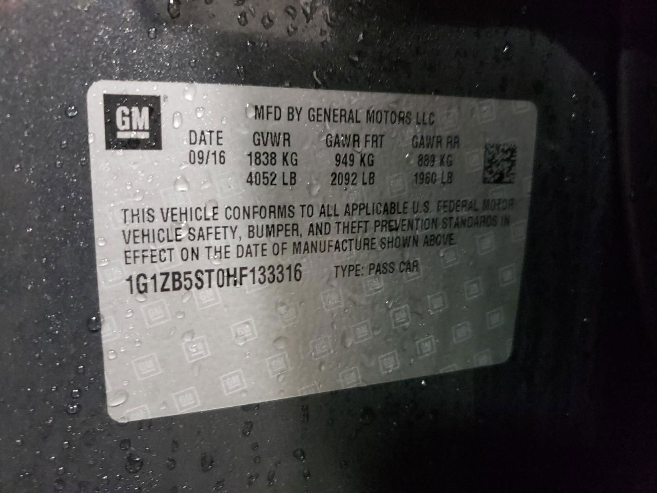 2017 Chevrolet Malibu Ls Угольный vin: 1G1ZB5ST0HF133316