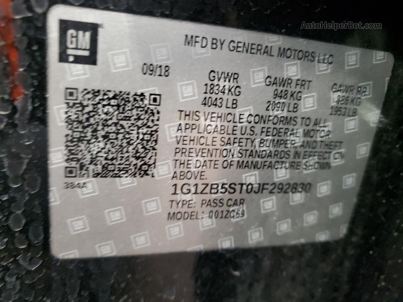 2018 Chevrolet Malibu Ls Black vin: 1G1ZB5ST0JF292830
